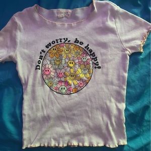 urban nation “don’t worry, be happy” ribbed shirt size:XS